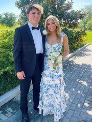 Gorgeous Sweetheart Straps Appliques Ruffles A-line Long Evening Dress,Prom Dress