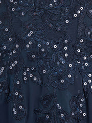 A-line V-Neck Floor-Length Lace Chiffon Mother of the Bride Dress With Sequins