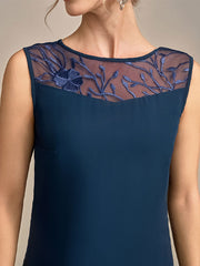 Navy Long Sleeves 3 Pieces Mother of the Bride Pant Suits