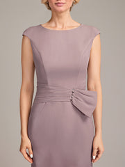 Sheath/Column Scoop Knee-Length Chiffon Mother of the Bride Dress With Pleated Sequins