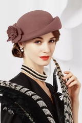 Women's Elegant Flower Wool Wedding/Tea Party Bowler Hats/Church Hats