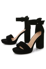 Apricot Pure Color Suede High Heels Fashion Sandals