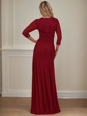 A-Line V-Neck Floor-Length Chiffon Mother of the Bride Dress