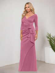 Sheath/Column V-Neck Floor-Length Scuba Mother of the Bride Dress