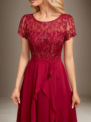 Asymmetrical Sequin Mother of Bride Dress with Appliques