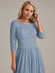 A-Line Scoop Floor-Length Chiffon Mother of the Bride Dress