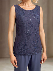 Stormy 3 Piece Long Mother of the Bride Pant Suits with Appliques