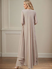 Elegant V-Neck Long Sleeves Floor-Length Mother Of The Bride Dresses WithWrap