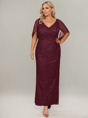 Mermaid V-Neck Floor-Length Chiffon Mother of the Bride Dress