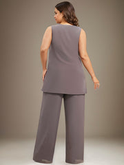 Pantsuit Separates Scoop Floor-Length Chiffon Mother of the Bride Dress