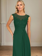 A-Line Scoop Asymmetrical Chiffon Mother of the Bride Dress