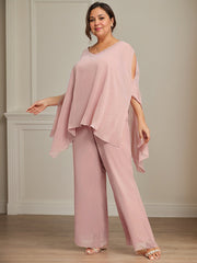 Separates Jumpsuit/Pantsuit V-Neck Floor-Length Chiffon Mother of the Bride Dress With Beading