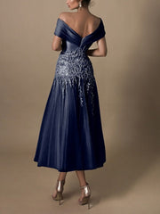 Embroidered off-the-shoulder tulle midi dress