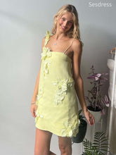 Gorgeous Lemon Yellow Spaghetti Strap Appliques A-line Short Mini Dress Homecoming Dress