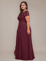 A-Line V-Neck Floor-Length Chiffon Mother of the Bride Dress