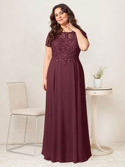 A-Line Boat-neck Sequins Chiffon Mother of the Bride Dress