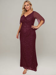 Mermaid V-Neck Floor-Length Chiffon Mother of the Bride Dress