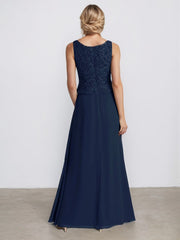 Sheath/Column Square Neck Floor-Length Chiffon Mother of the Bride Dress