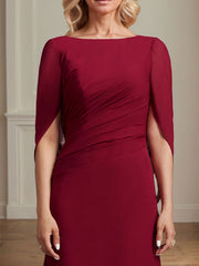 Trumpet/Mermaid Boat Neck Floor-Length Chiffon Mother of the Bride Dress With Pleated