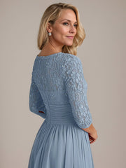 A-Line Scoop Floor-Length Chiffon Mother of the Bride Dress