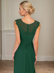 A-Line Scoop Asymmetrical Chiffon Mother of the Bride Dress