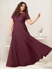 A-Line Boat-neck Sequins Chiffon Mother of the Bride Dress