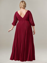 A-Line V-Neck Floor-Length Chiffon Mother of the Bride Dress