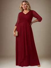 A-Line V-Neck Floor-Length Chiffon Mother of the Bride Dress