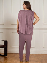 Sheath Scoop Floor-Length Beaded Mother of the Bride Dress