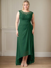 A-Line Scoop Asymmetrical Chiffon Mother of the Bride Dress