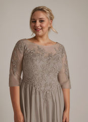 A-Line Scoop Floor-Length Chiffon Mother of the Bride Dress