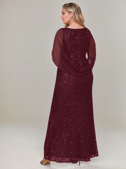 Mermaid V-Neck Floor-Length Chiffon Mother of the Bride Dress