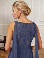 A-Line V-Neck Floor-Length Chiffon Mother of the Bride Dress