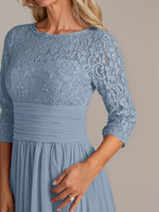 A-Line Scoop Floor-Length Chiffon Mother of the Bride Dress