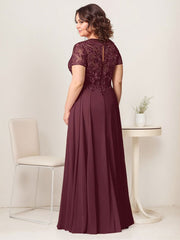 A-Line Boat-neck Sequins Chiffon Mother of the Bride Dress