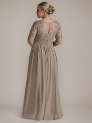 A-Line Scoop Floor-Length Chiffon Mother of the Bride Dress