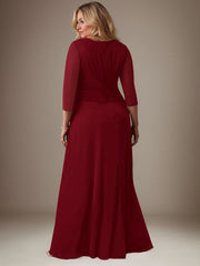 A-Line V-Neck Floor-Length Chiffon Mother of the Bride Dress