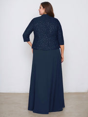 Sheath/Column Square Neck Floor-Length Chiffon Mother of the Bride Dress