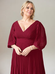 A-Line V-Neck Floor-Length Chiffon Mother of the Bride Dress