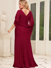 Trumpet/Mermaid Boat Neck Floor-Length Chiffon Mother of the Bride Dress With Pleated