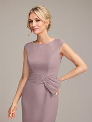 Sheath/Column Scoop Knee-Length Chiffon Mother of the Bride Dress With Pleated Sequins