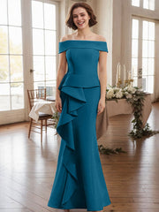 Off-The-Shoulder Cascading Ruffles Mother Of The Bride Dresses