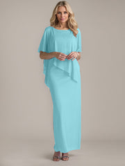 Sheath Scoop Floor-Length Beaded Mother of the Bride Dress