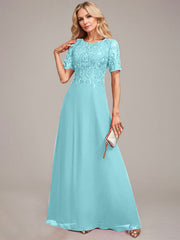 A-Line Round Neck Sequin Mother of Bride Dress With Appliques