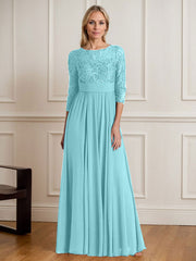 A-Line Scoop Floor-Length Sequins Chiffon Mother of the Bride Dress