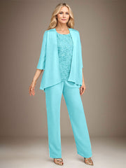Stormy 3 Piece Long Mother of the Bride Pant Suits with Appliques