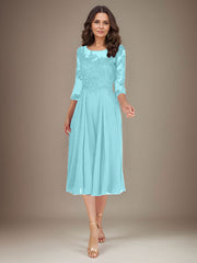 Plum A-Line Scoop Lace Chiffon Mother of the Bride Dress
