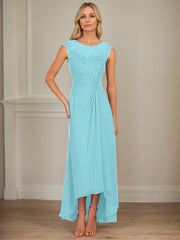 A-Line Scoop Asymmetrical Chiffon Mother of the Bride Dress