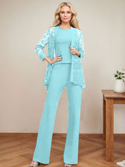 Jumpsuit/Pantsuit Scoop Neck Elastic Satin Mother Of The Bride Dresses