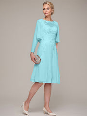 A-line/Princess Sleeveless Knee-Length Chiffon Mother of the Bride Dress With Jacket Appliqued Beading